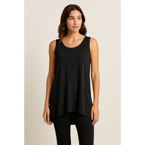 Eileen Fisher Black Tencel Scoop Neck Tunic Tank | Size M